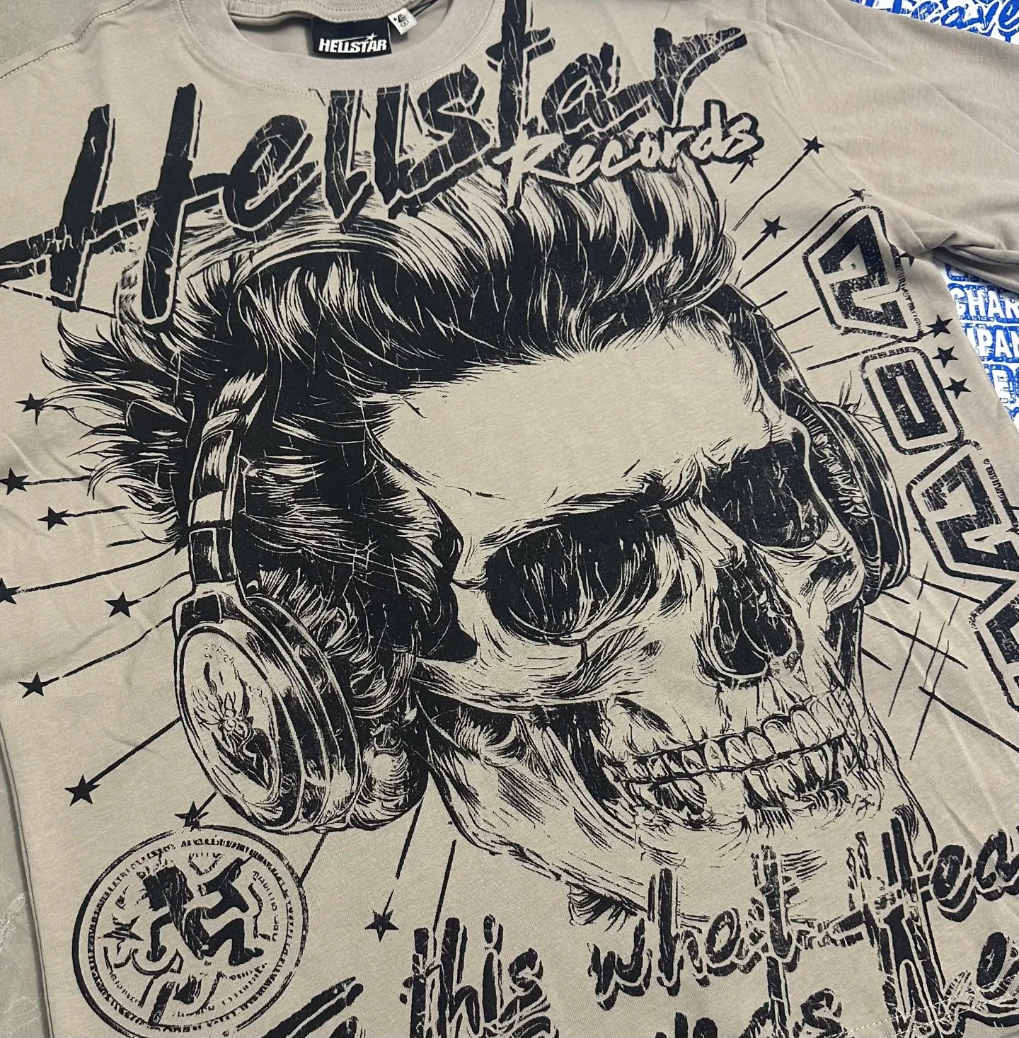 P108 781# white/ash Real stock Hellstar Cross-border European and American style, street fashion brand pure cotton T-shirt Fabric (fabric): 32 pieces of 240g heavy combed double yarn pure cotton Size (size): S-M- L- X L Color (colour): white, ash
