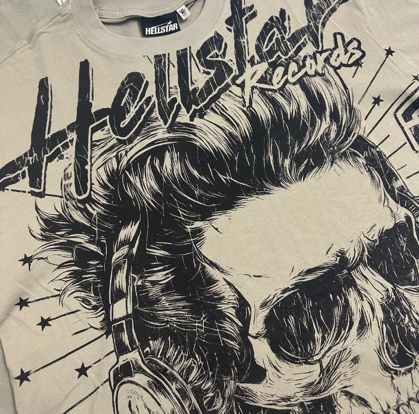P108 781# white/ash Real stock Hellstar Cross-border European and American style, street fashion brand pure cotton T-shirt Fabric (fabric): 32 pieces of 240g heavy combed double yarn pure cotton Size (size): S-M- L- X L Color (colour): white, ash