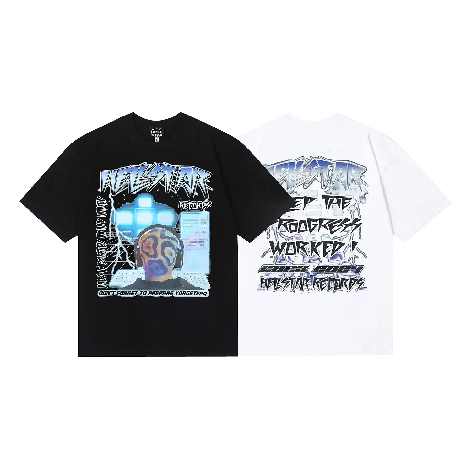 6667# P116 Hellstar American fashion high street pure cotton loose short-sleeved T-shirt Color: White Black Size: S M L XL
