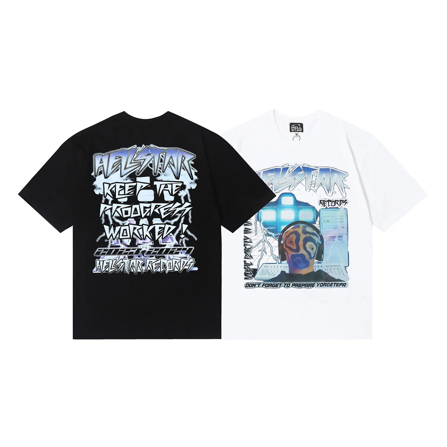 6667# P116 Hellstar American fashion high street pure cotton loose short-sleeved T-shirt Color: White Black Size: S M L XL