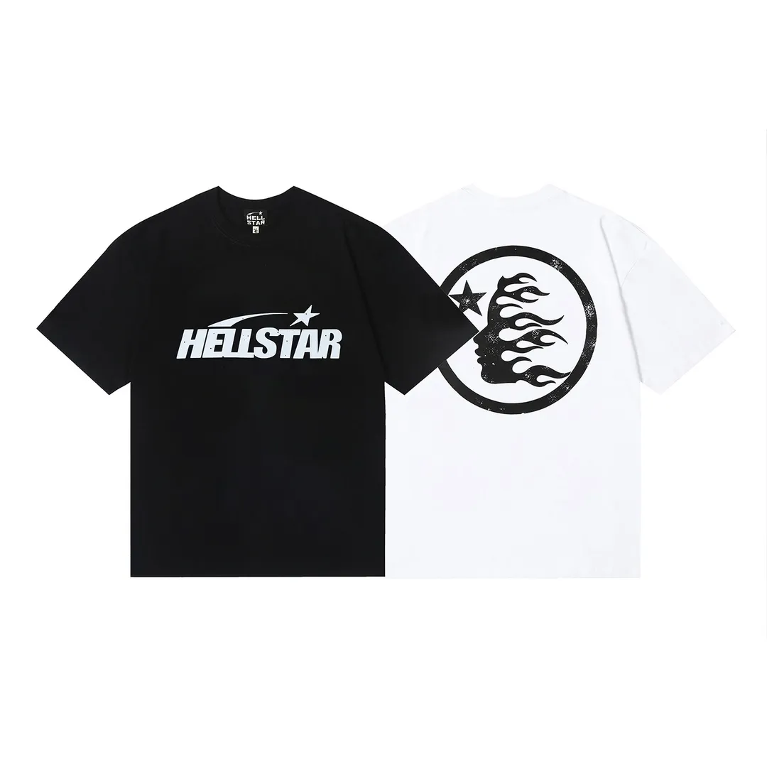 6643# P112 Hellstar American fashion high street pure cotton loose short-sleeved T-shirt Color: White Black Size: S M L XL