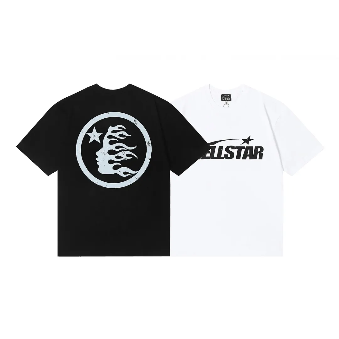6643# P112 Hellstar American fashion high street pure cotton loose short-sleeved T-shirt Color: White Black Size: S M L XL