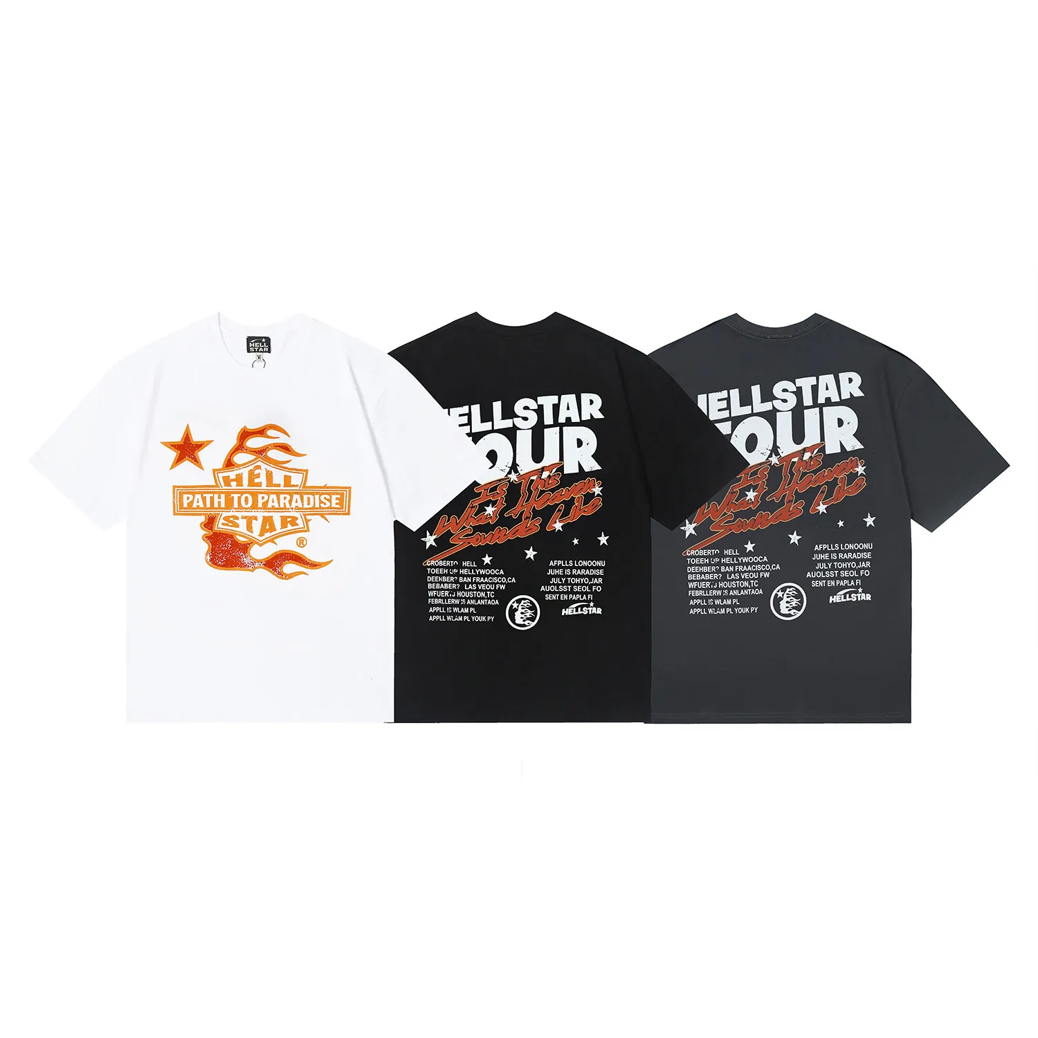 6635# P112 Hellstar American fashion high street pure cotton loose short-sleeved T-shirt Color: White Black Gray Size: S M L XL