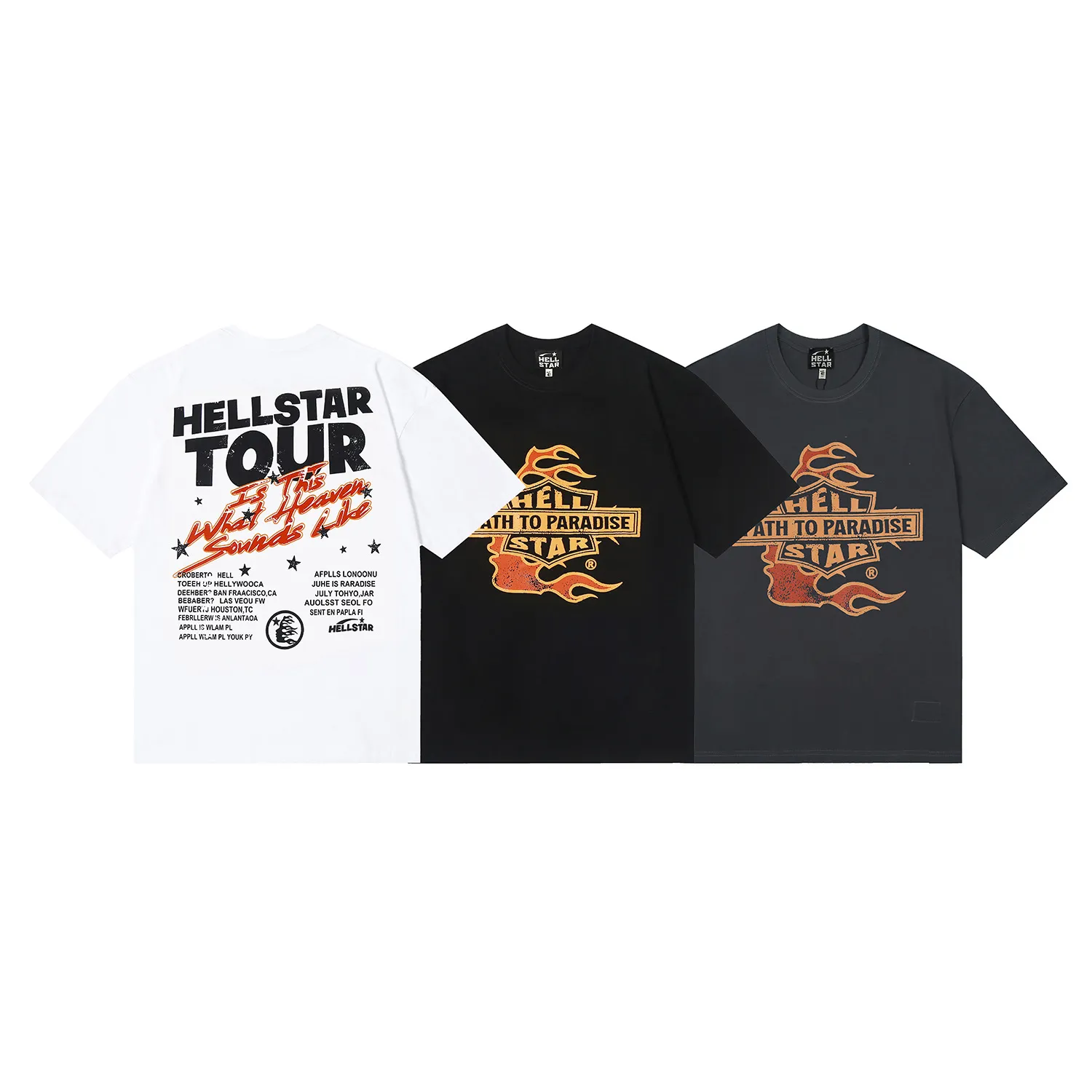 6635# P112 Hellstar American fashion high street pure cotton loose short-sleeved T-shirt Color: White Black Gray Size: S M L XL