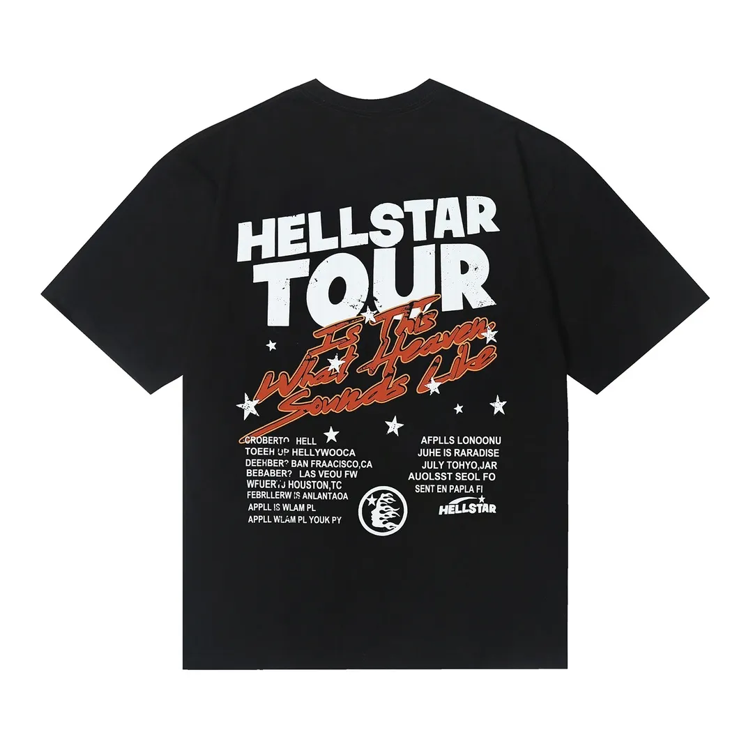 6635# P112 Hellstar American fashion high street pure cotton loose short-sleeved T-shirt Color: White Black Gray Size: S M L XL