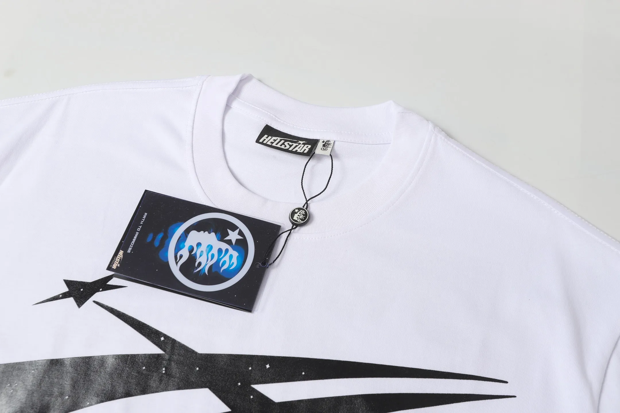 P108 Real-stock Hellstar Cross-border European and American style, street fashion brand pure cotton T-shirt Fabric (fabric): 32 pieces of 240g heavy combed double yarn pure cotton Size (size): S-M- L- X L Color (colour): white 👉