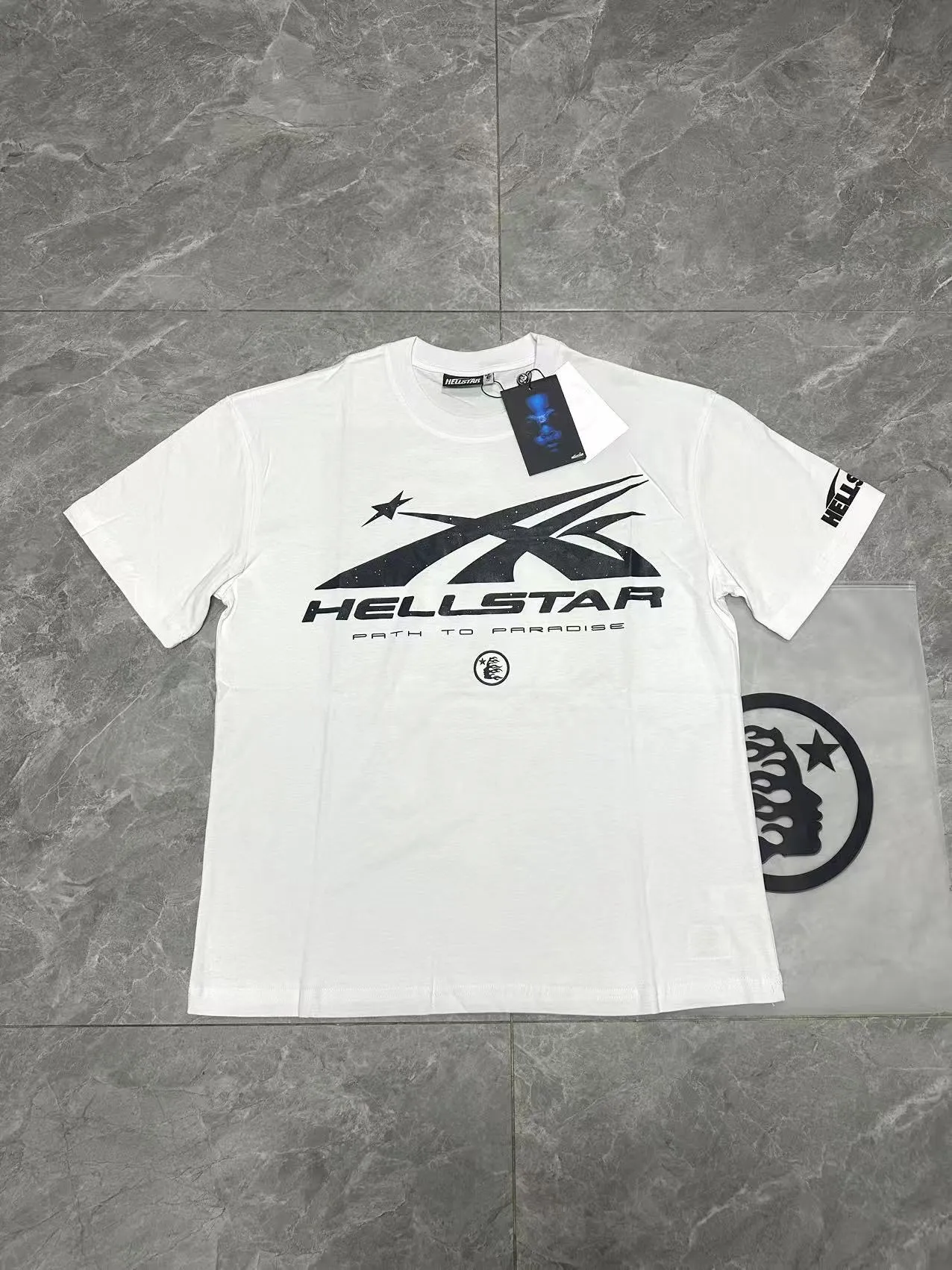 P108 Real-stock Hellstar Cross-border European and American style, street fashion brand pure cotton T-shirt Fabric (fabric): 32 pieces of 240g heavy combed double yarn pure cotton Size (size): S-M- L- X L Color (colour): white 👉