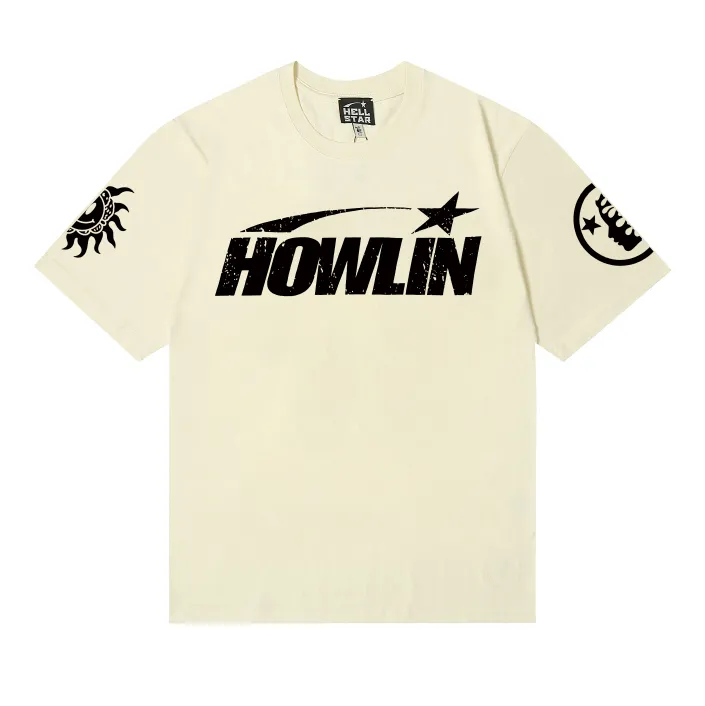 6721# P112 Hellstar American fashion high street pure cotton loose short-sleeved T-shirt Color: white black apricot code number