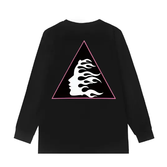 5526# P136 Hellstar Hellstar letter print lightning high street men and women hip-hop loose long-sleeved T-shirt Color: Black White Size: S M L XL