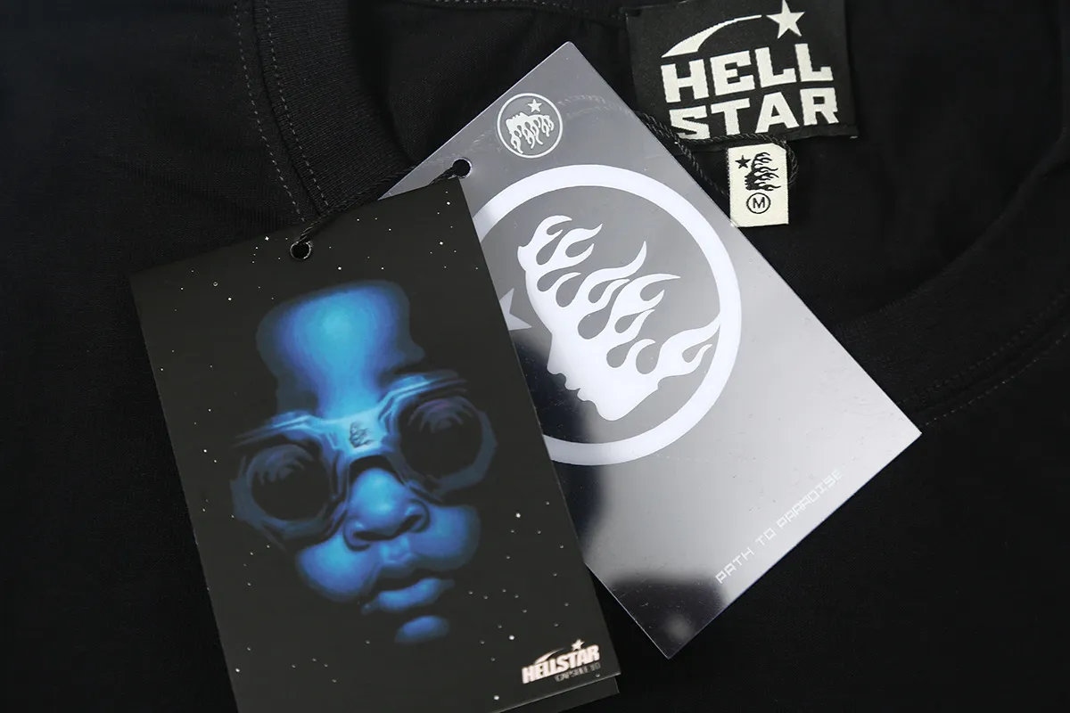 5526# P136 Hellstar Hellstar letter print lightning high street men and women hip-hop loose long-sleeved T-shirt Color: Black White Size: S M L XL