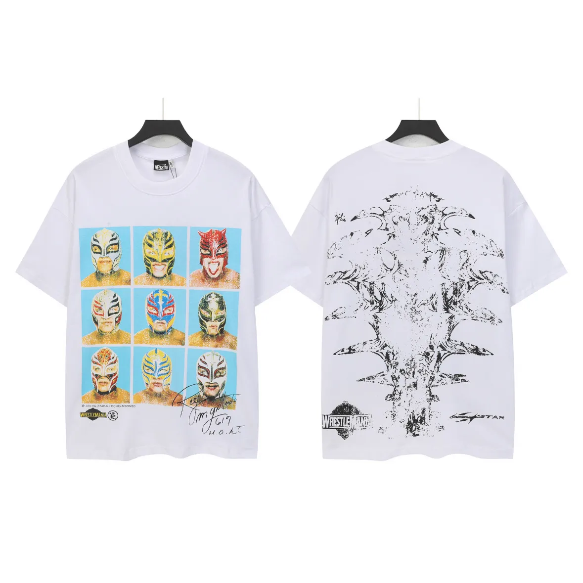 P108 Real-stock Hellstar Cross-border European and American style, street fashion brand pure cotton T-shirt Fabric (fabric): 32 pieces of 240g heavy combed double yarn pure cotton Size (size): S-M- L- X L Color (colour): white
