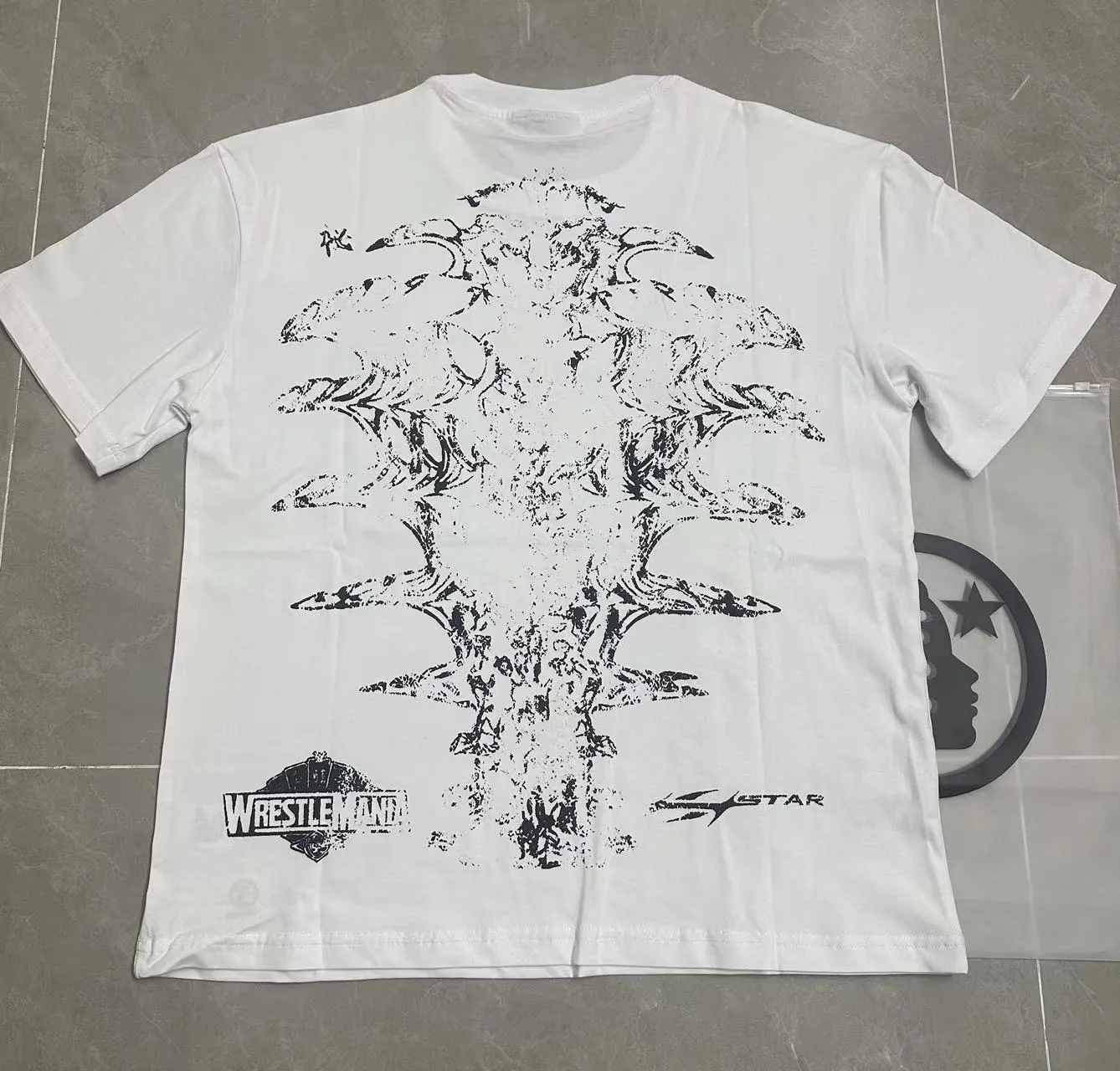 P108 Real-stock Hellstar Cross-border European and American style, street fashion brand pure cotton T-shirt Fabric (fabric): 32 pieces of 240g heavy combed double yarn pure cotton Size (size): S-M- L- X L Color (colour): white