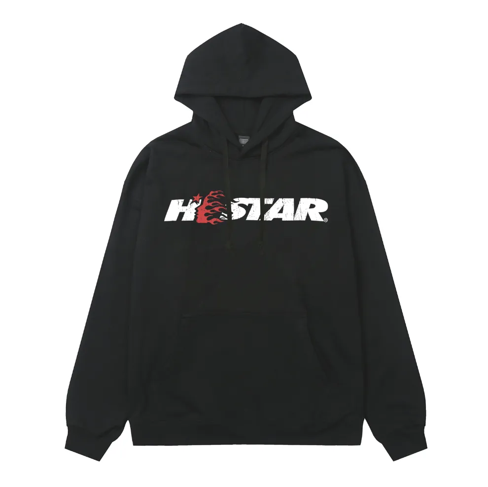 9923# P196 Ins American hip-hop trendy brand hellstar letter printed high street loose hooded pullover sweatshirt for men and women Color: Black White Size: S M L XL