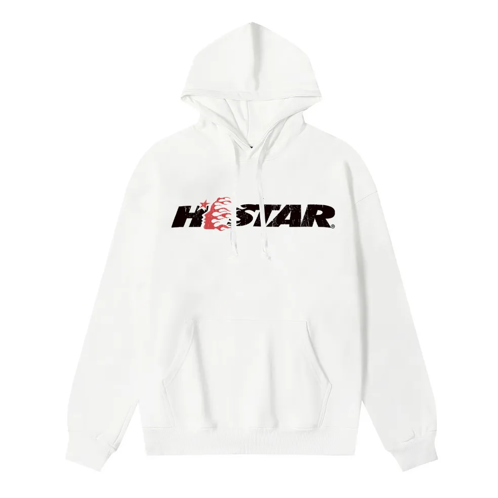 9923# P196 Ins American hip-hop trendy brand hellstar letter printed high street loose hooded pullover sweatshirt for men and women Color: Black White Size: S M L XL
