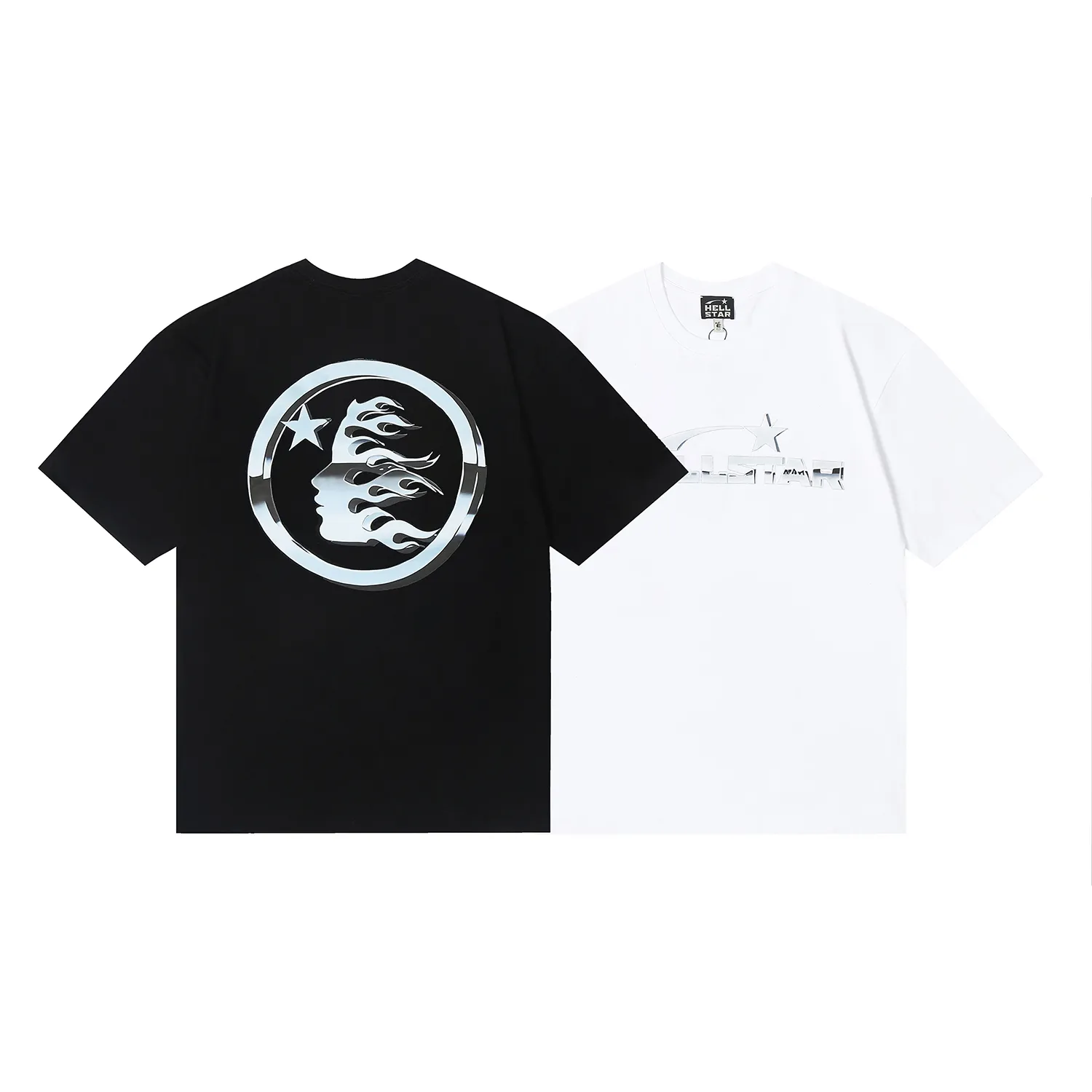 6691# P112 Hellstar American fashion high street pure cotton loose short-sleeved T-shirt Color: White Black Size: S M L XL
