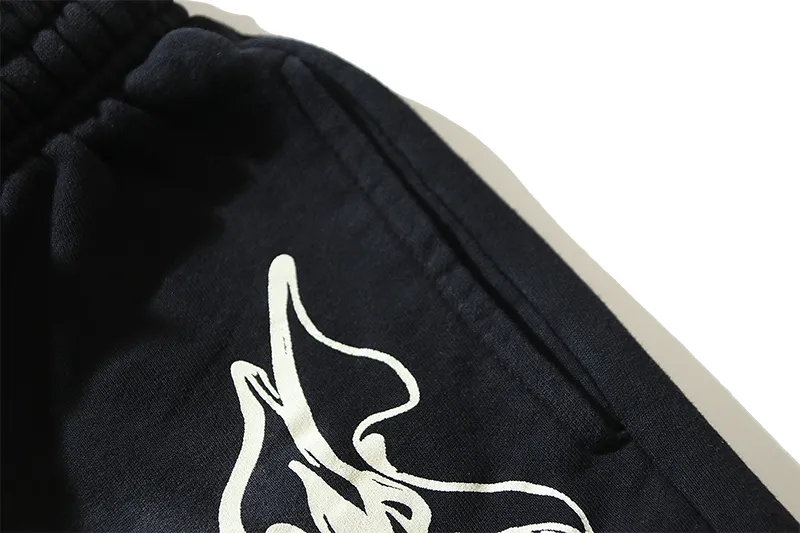 P160 792# washed black Real shot Hellstar Hellstar washed and splashed ink distressed casual shorts Fabric 380g pure cotton terry cloth Color: washed black Size: S M L XL