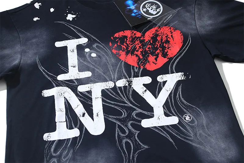 P130 Washed Black + Frayed Real Shots Hellstar Washed Frayed Beauty Trendy Printed Short Sleeve T-shirt Fabric: 265g 32 count fine cotton double yarn pure cotton Color: Washed Black Size: S M L XL