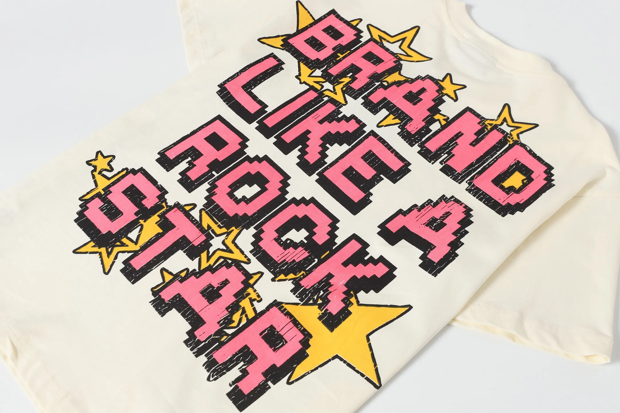 P108 Real-stock Hellstar Cross-border European and American style, street fashion brand pure cotton T-shirt Fabric (fabric): 32 counts of 240g heavy combed double yarn pure cotton Size (size): S-M- L- X L Color (colour): white, apricot