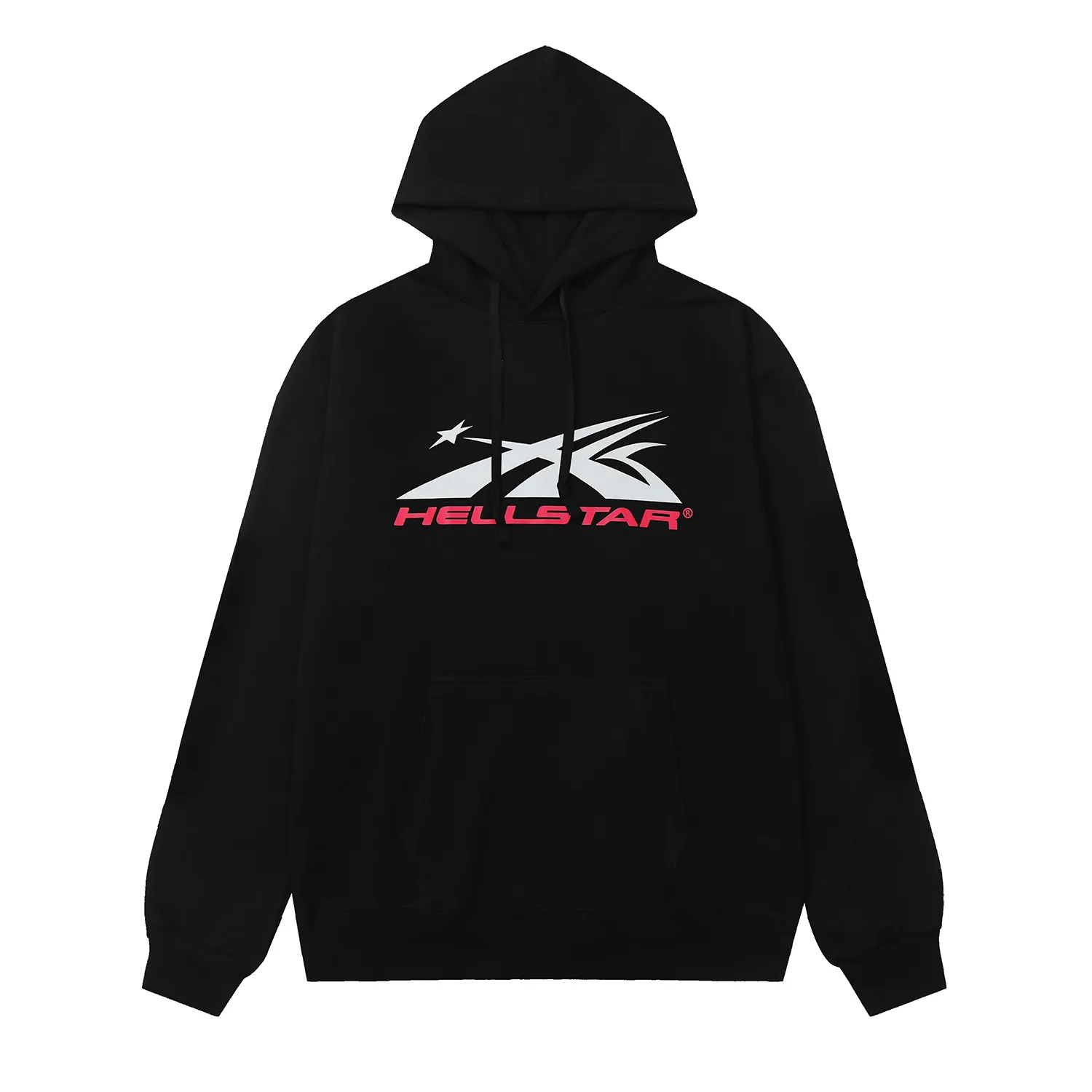 9911# P196 Ins American hip-hop trendy brand hellstar letter printed high street loose hooded pullover sweatshirt for men and women Color: Black White Size: S M L XL