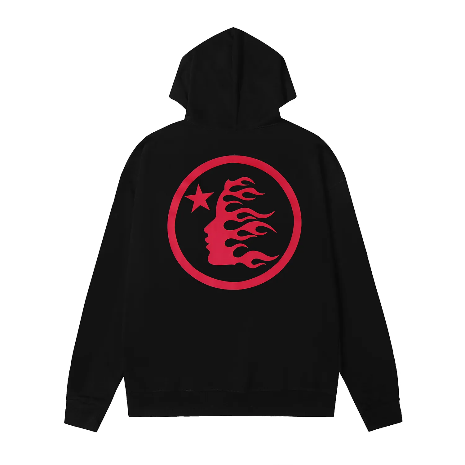 9911# P196 Ins American hip-hop trendy brand hellstar letter printed high street loose hooded pullover sweatshirt for men and women Color: Black White Size: S M L XL
