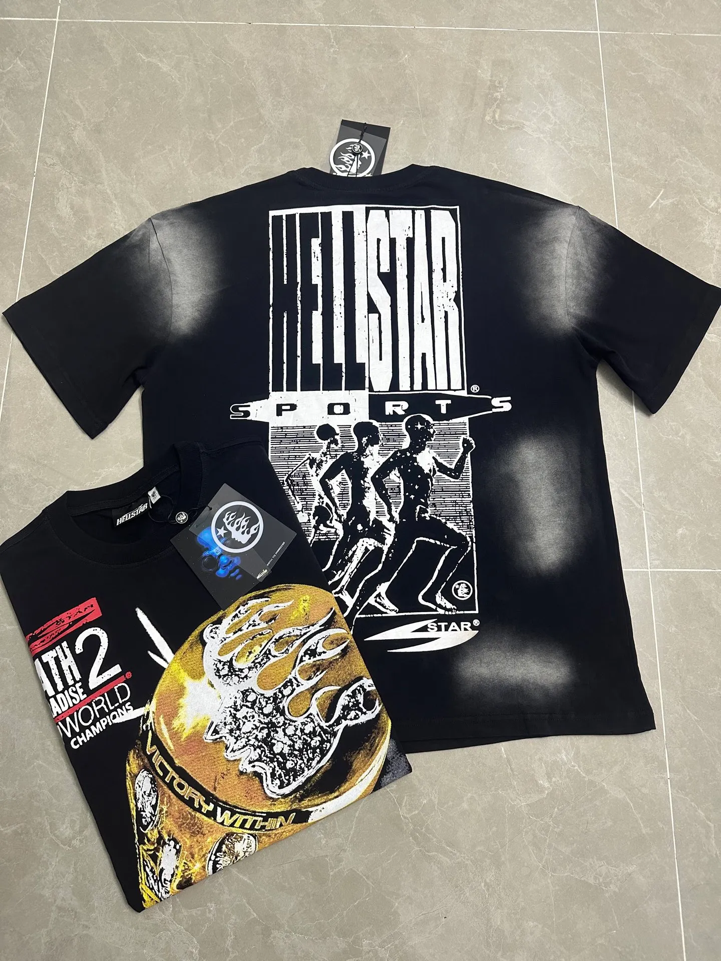 P124 Hellstar Hellstar Cross-border European and American style street fashion brand pure cotton T-shirt Fabric (fabric): 32 counts 250g washed combed double yarn pure cotton Size (size): S-M- L- X L Color (colour): Washed black (spray Ma Liu)