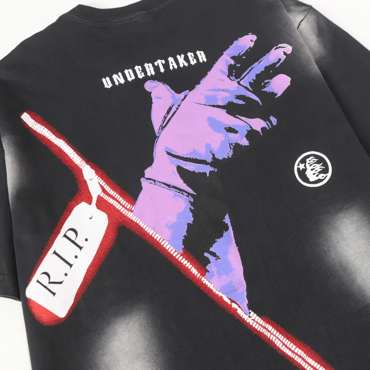 P124 Hellstar Hellstar Cross-border European and American style street fashion brand pure cotton T-shirt Fabric (fabric): 32 counts 250g washed combed double yarn pure cotton Size (size): S-M- L- X L Color (colour): Washed black (spray Ma Liu)