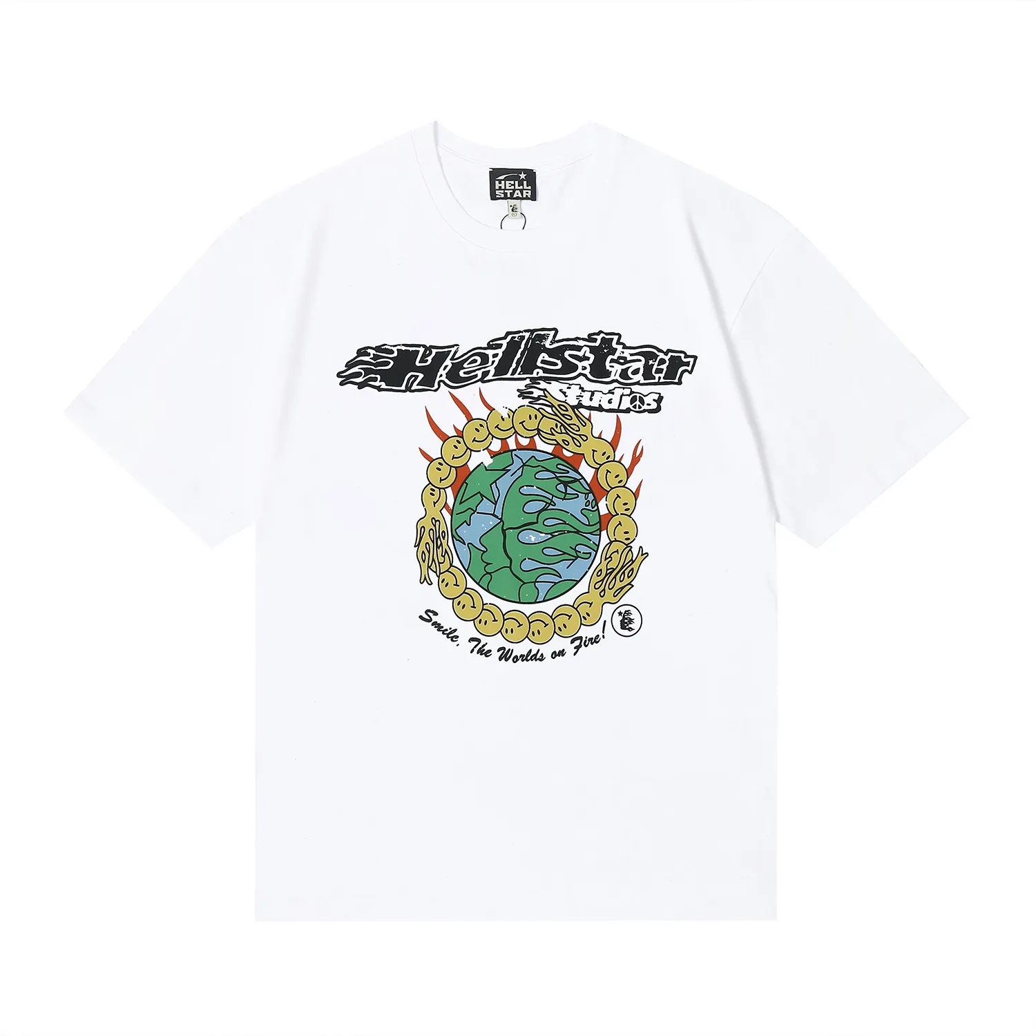 6680# P116 Hellstar American fashion high street pure cotton loose short-sleeved T-shirt Color: White Black Size: S M L XL