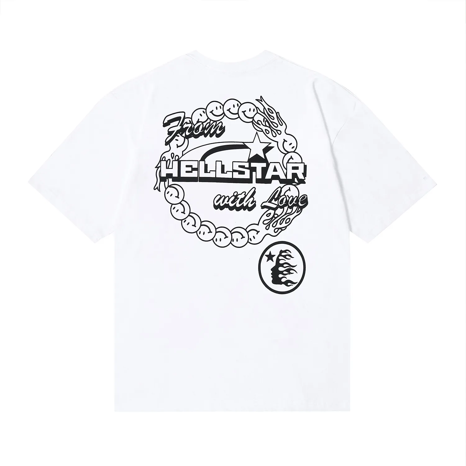 6680# P116 Hellstar American fashion high street pure cotton loose short-sleeved T-shirt Color: White Black Size: S M L XL