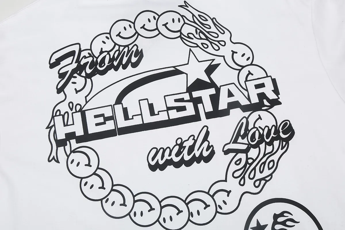6680# P116 Hellstar American fashion high street pure cotton loose short-sleeved T-shirt Color: White Black Size: S M L XL