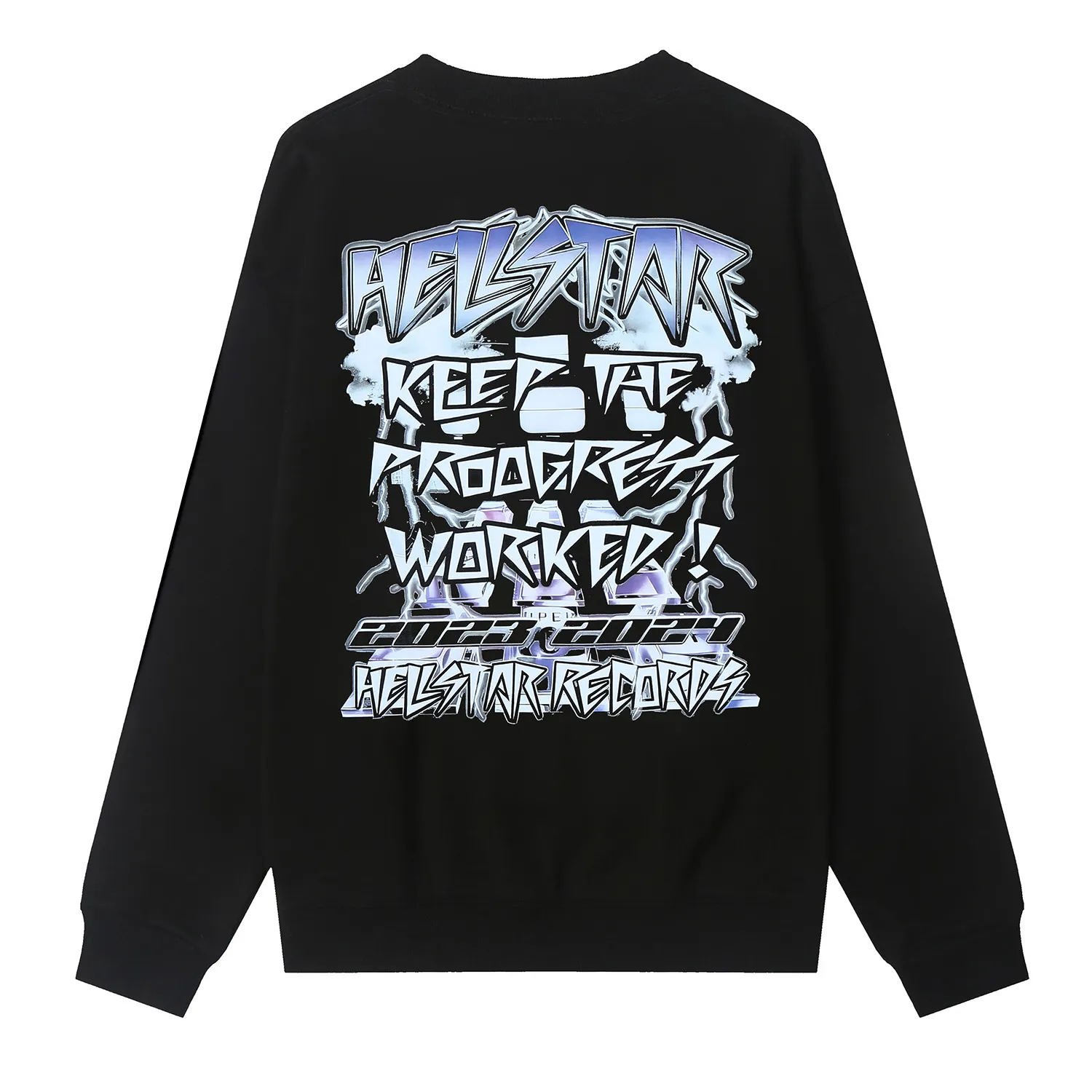 8836# P160 Hellstar high-quality Hellstar American trendy printed cotton terry crew neck sweatshirt Color: White Black Size: S M L XL