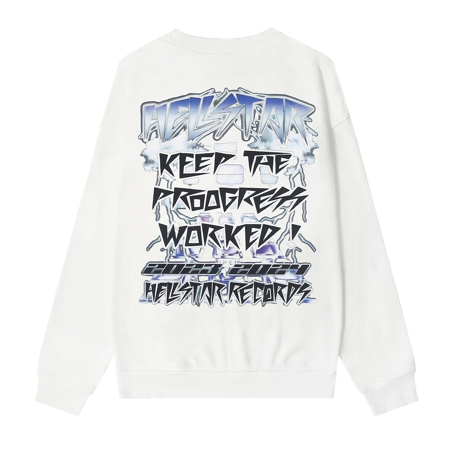 8836# P160 Hellstar high-quality Hellstar American trendy printed cotton terry crew neck sweatshirt Color: White Black Size: S M L XL