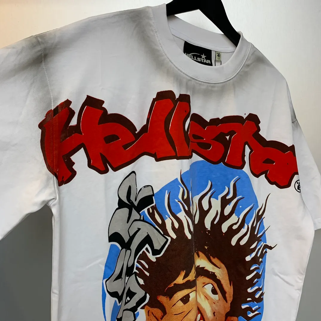 P126 HELLSTAR STUDIOS SCREAMING KID T-SHIRT American fashion spray Ma Liu T-shirt short-sleeved new hot beauty fashion Hellstar!  Standard beauty and trendy workmanship, original customization (fabric, pattern, printing, hang tag, main mark, etc.), exaggerated style, explosive style, dare to break through tradition, bring adventurous new fashion experience!   YoungBoy, the most popular rapper in the youth circle, has shot a lot of models for him, and celebrities such as Dababy and Swae Lee frequently get dressed!  color: white Size: S, M, L, XL