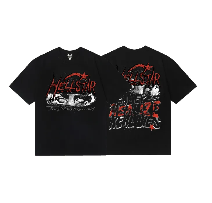 6757# P112 Hellstar American fashion high street pure cotton loose short-sleeved T-shirt Color: Black Size: S M L XL