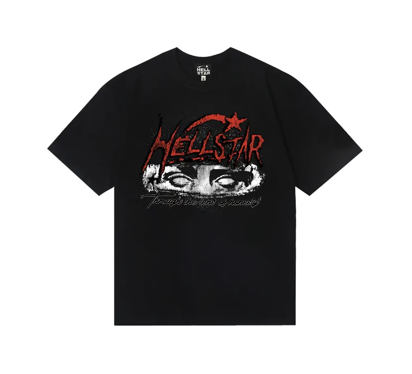 6757# P112 Hellstar American fashion high street pure cotton loose short-sleeved T-shirt Color: Black Size: S M L XL