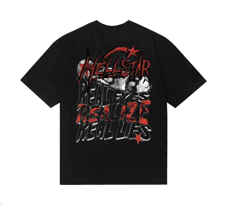 6757# P112 Hellstar American fashion high street pure cotton loose short-sleeved T-shirt Color: Black Size: S M L XL