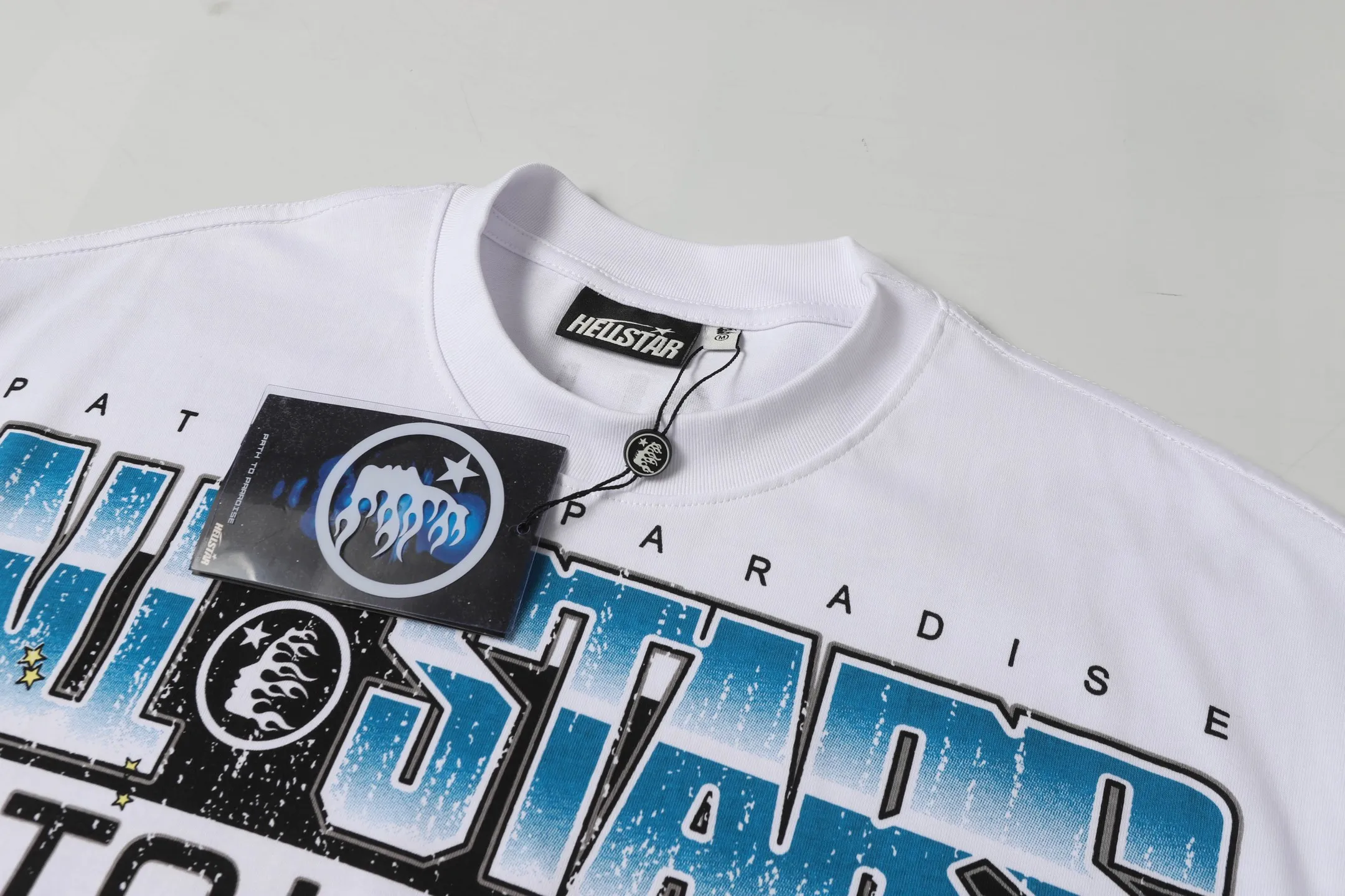 P108 Real-stock Hellstar Cross-border European and American style street brand pure cotton T-shirt Fabric (fabric): 32 counts of 240g heavy combed double yarn pure cotton Size (size): S-M- L- X L Color (colour): white