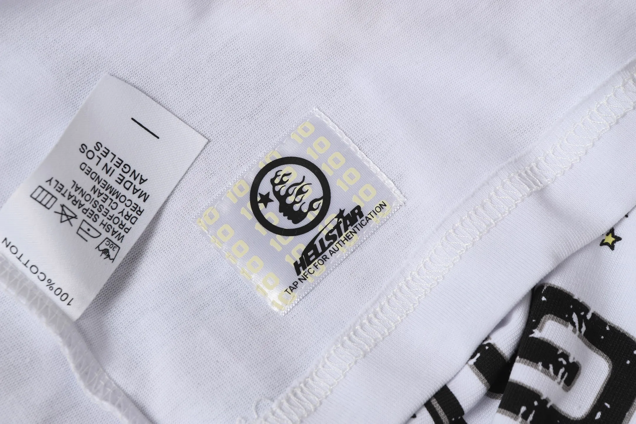 P108 Real-stock Hellstar Cross-border European and American style street brand pure cotton T-shirt Fabric (fabric): 32 counts of 240g heavy combed double yarn pure cotton Size (size): S-M- L- X L Color (colour): white