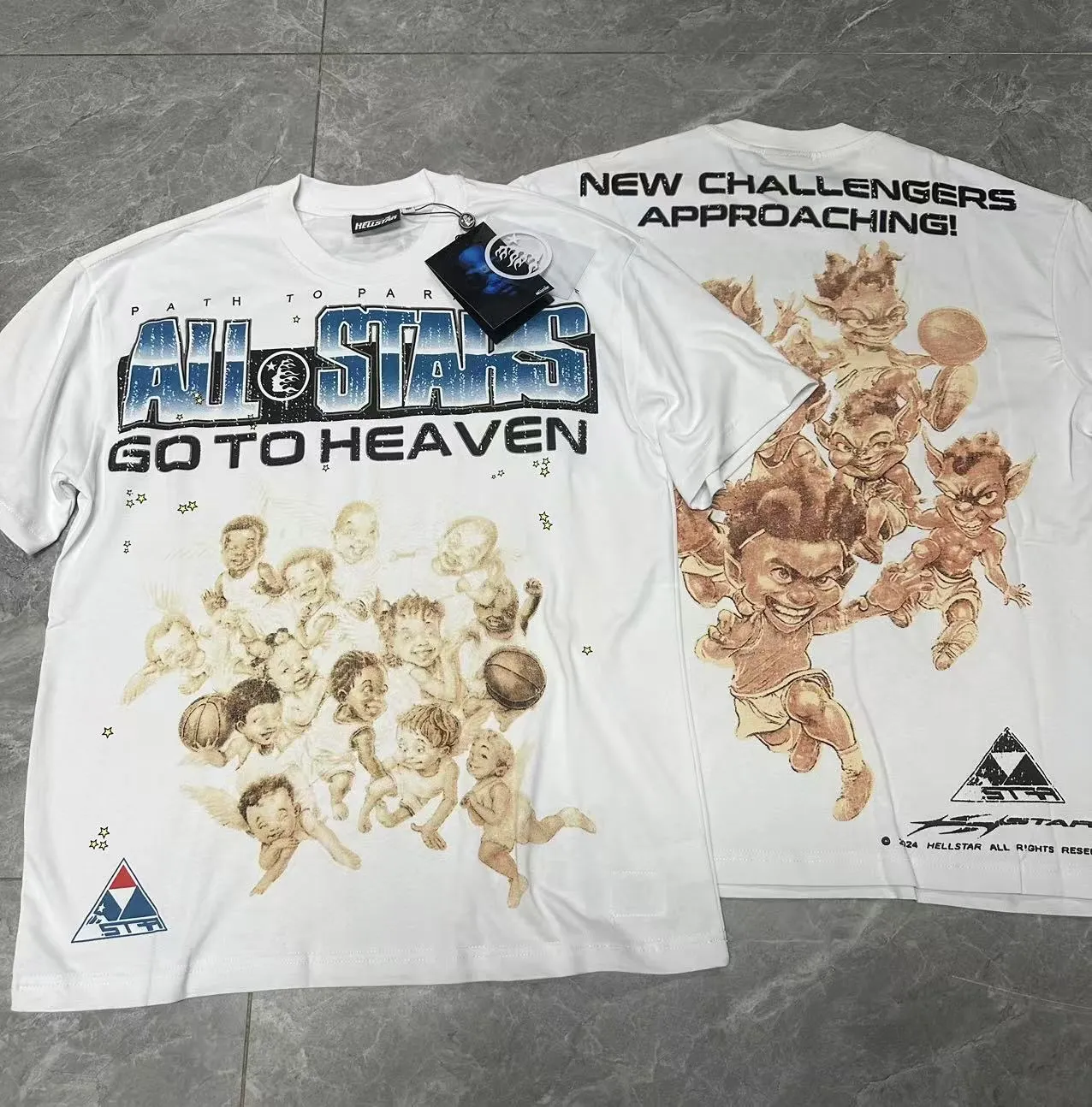 P108 Real-stock Hellstar Cross-border European and American style street brand pure cotton T-shirt Fabric (fabric): 32 counts of 240g heavy combed double yarn pure cotton Size (size): S-M- L- X L Color (colour): white