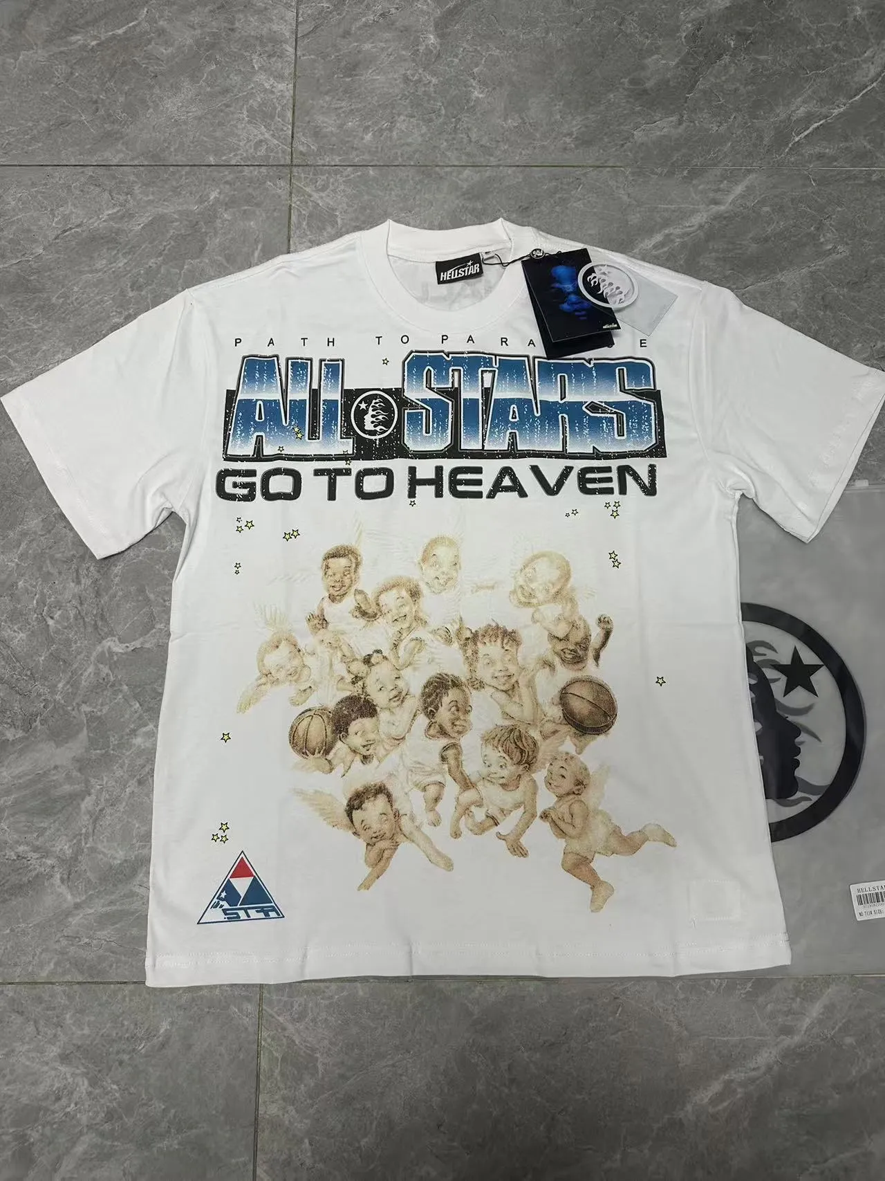 P108 Real-stock Hellstar Cross-border European and American style street brand pure cotton T-shirt Fabric (fabric): 32 counts of 240g heavy combed double yarn pure cotton Size (size): S-M- L- X L Color (colour): white