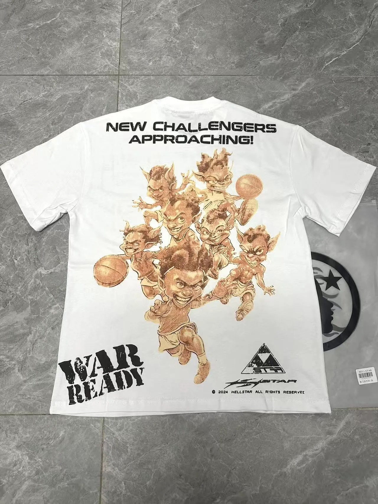 P108 Real-stock Hellstar Cross-border European and American style street brand pure cotton T-shirt Fabric (fabric): 32 counts of 240g heavy combed double yarn pure cotton Size (size): S-M- L- X L Color (colour): white