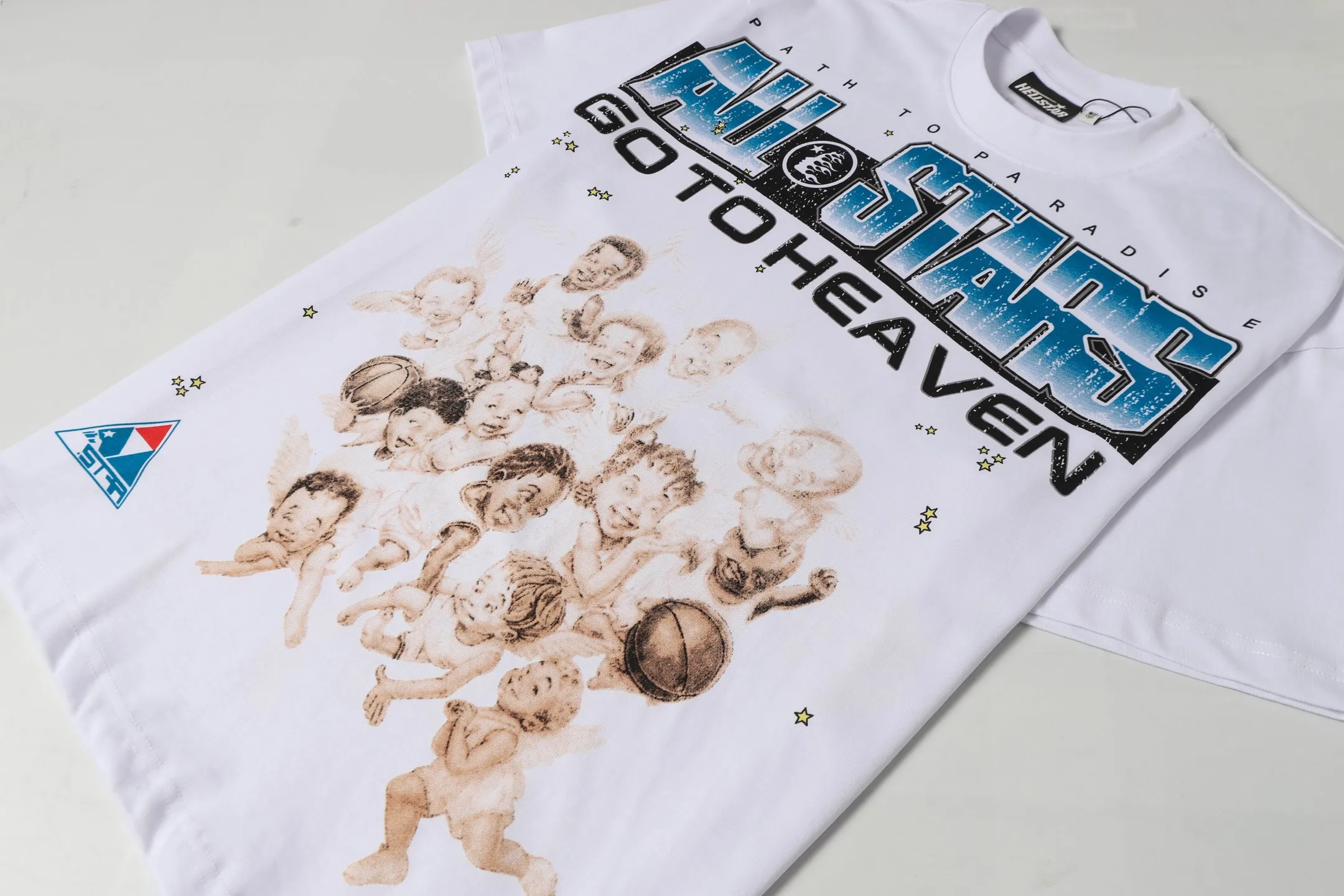 P108 Real-stock Hellstar Cross-border European and American style street brand pure cotton T-shirt Fabric (fabric): 32 counts of 240g heavy combed double yarn pure cotton Size (size): S-M- L- X L Color (colour): white