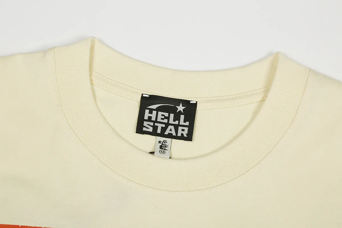 6684# P116 Hellstar American fashion high street pure cotton loose short-sleeved T-shirt Color: White Black Apricot Code Number: S M L XL