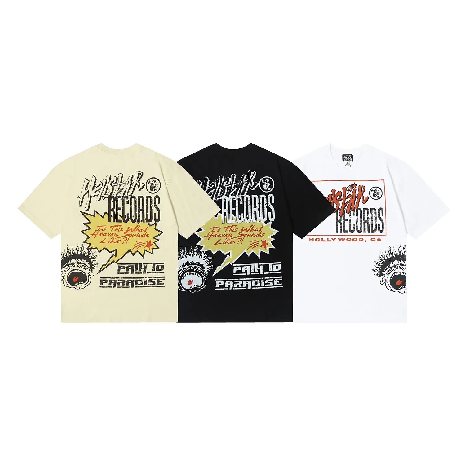 6684# P116 Hellstar American fashion high street pure cotton loose short-sleeved T-shirt Color: White Black Apricot Code Number: S M L XL