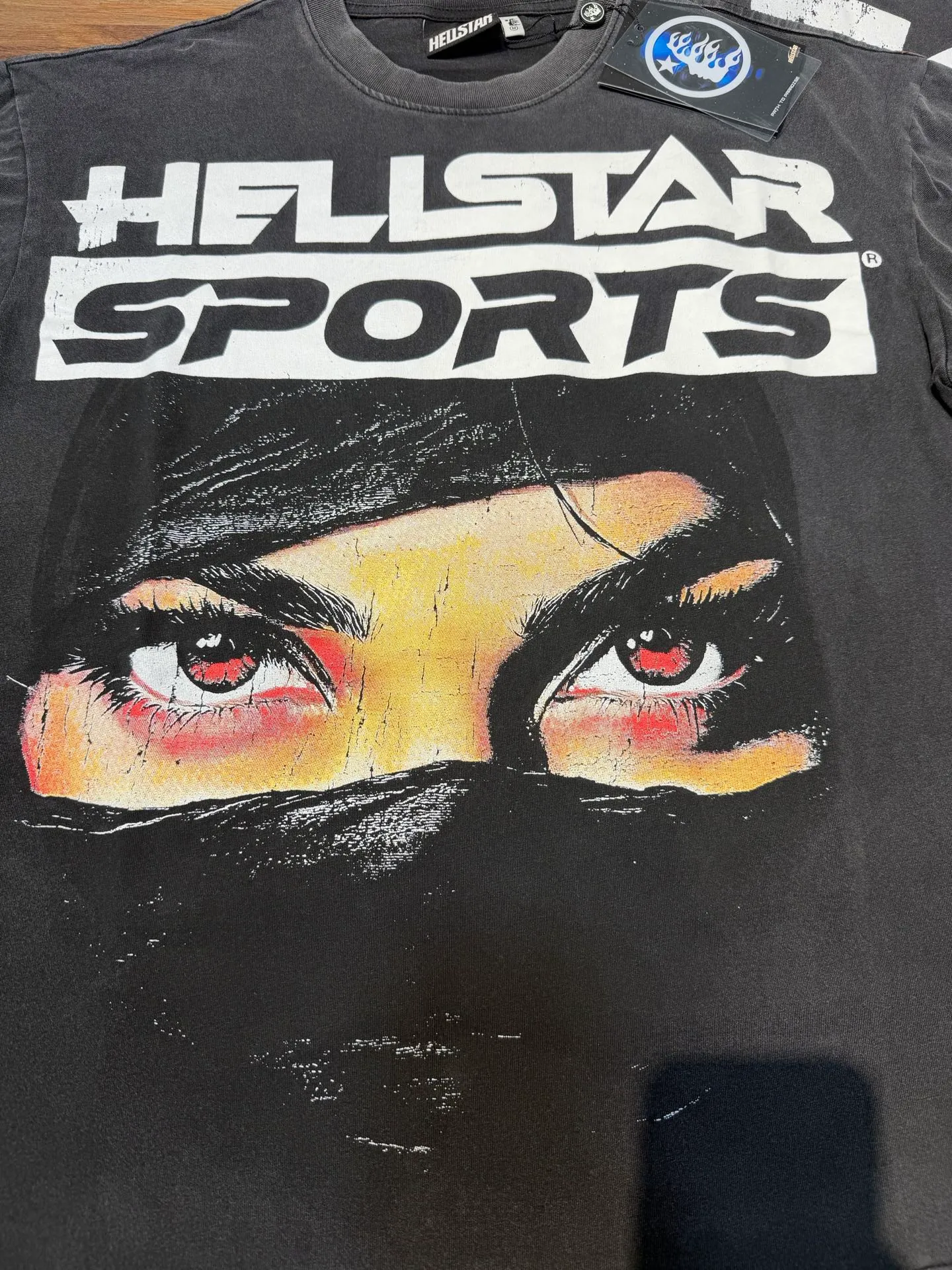 P124 Real-stock high-definition Hellstar Cross-border European and American style street brand pure cotton T-shirt Fabric (fabric): 32 pieces of 250g washed combed double yarn pure cotton Size (size): S-M- L- X L Color (colour): Washed black