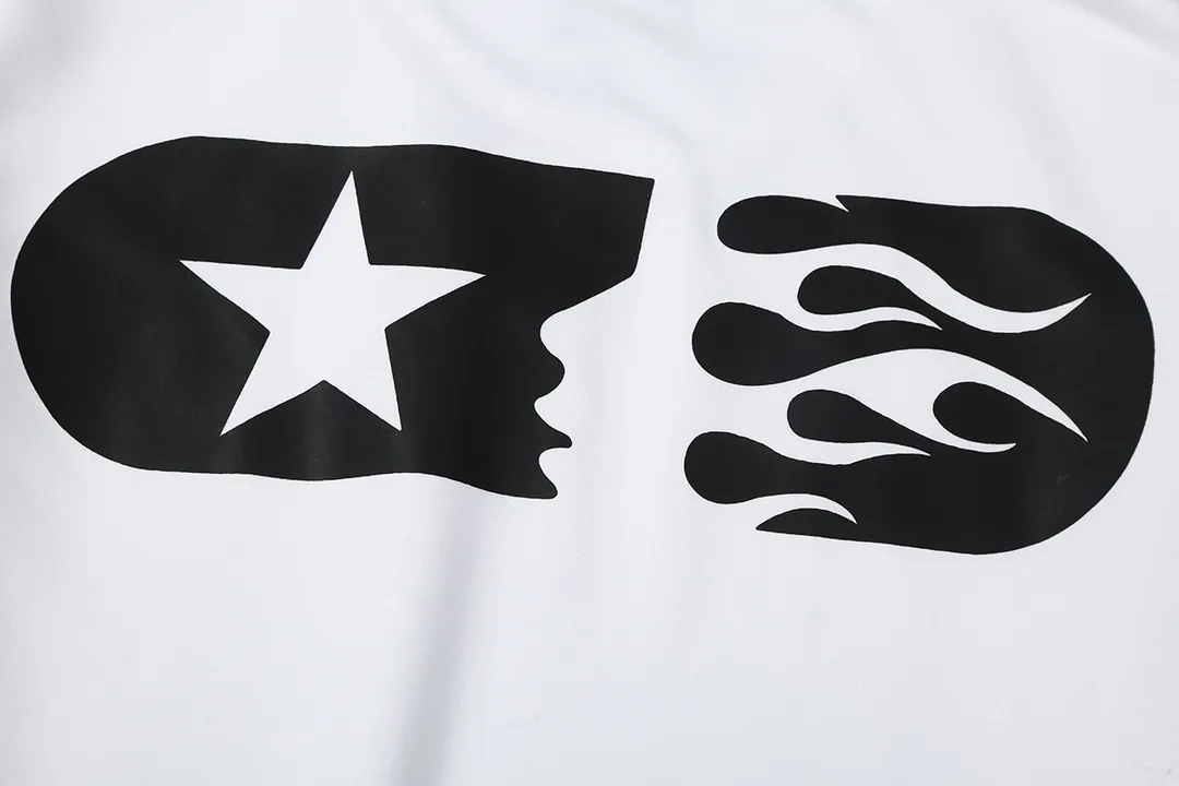 8809# P166 Hellstar high quality Hellstar American trendy printed cotton terry crew neck sweatshirt Color: White Black Size: S M L XL