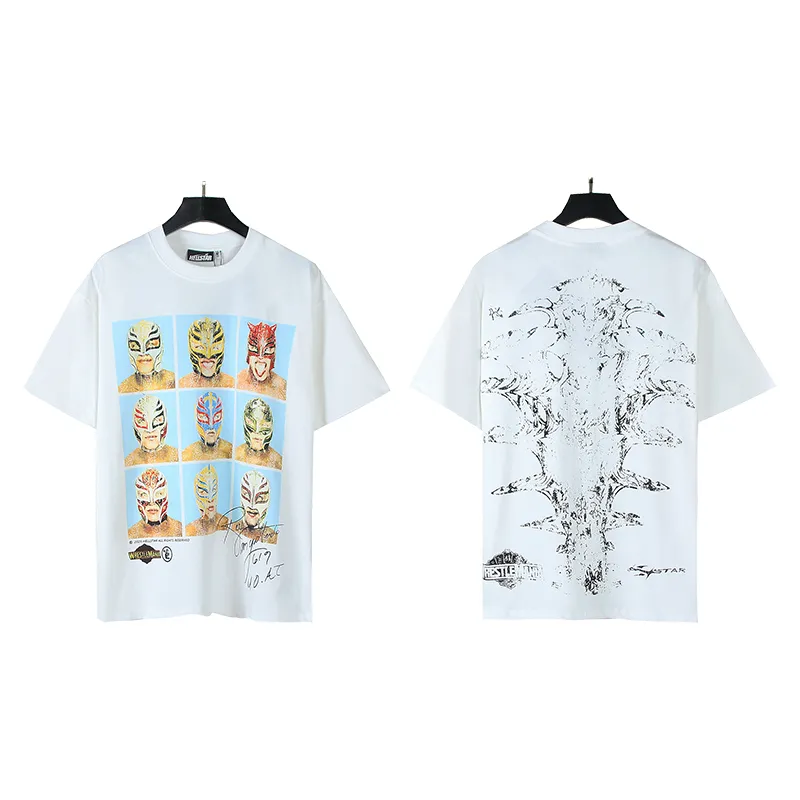 P110 5615# Real shot Hellstar Meichao high street pure cotton loose short-sleeved T-shirt Fabric: 240g 32 count fine cotton double yarn pure cotton Color: White Size: S M L XL