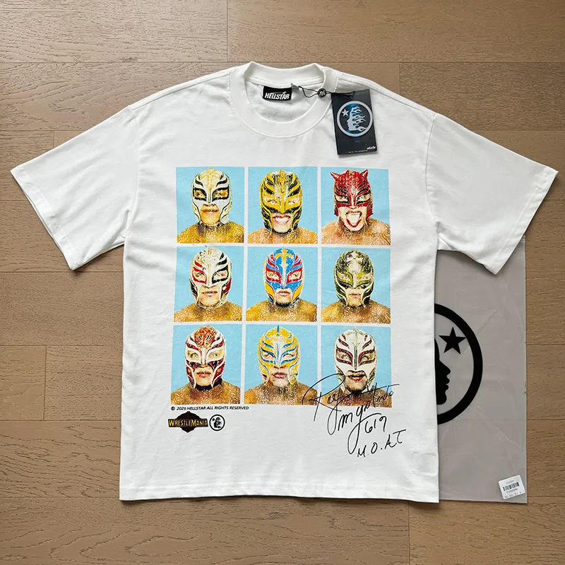 P110 5615# Real shot Hellstar Meichao high street pure cotton loose short-sleeved T-shirt Fabric: 240g 32 count fine cotton double yarn pure cotton Color: White Size: S M L XL