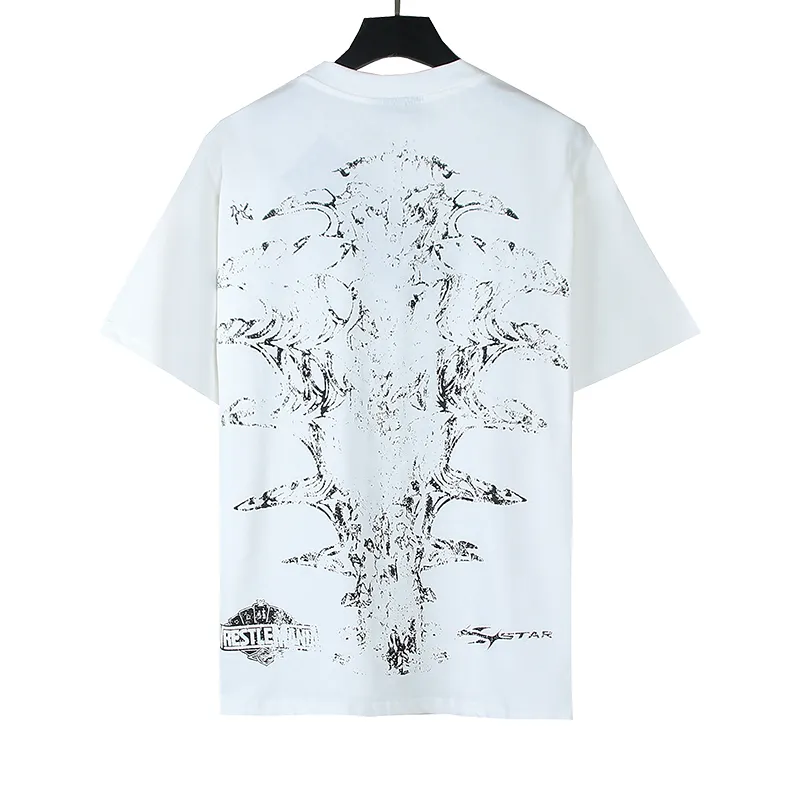 P110 5615# Real shot Hellstar Meichao high street pure cotton loose short-sleeved T-shirt Fabric: 240g 32 count fine cotton double yarn pure cotton Color: White Size: S M L XL