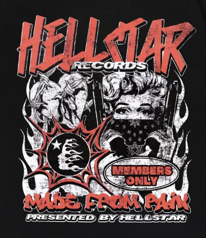 6740# P116 Hellstar American fashion high street pure cotton loose short-sleeved T-shirt Color: Black Size: S M L XL