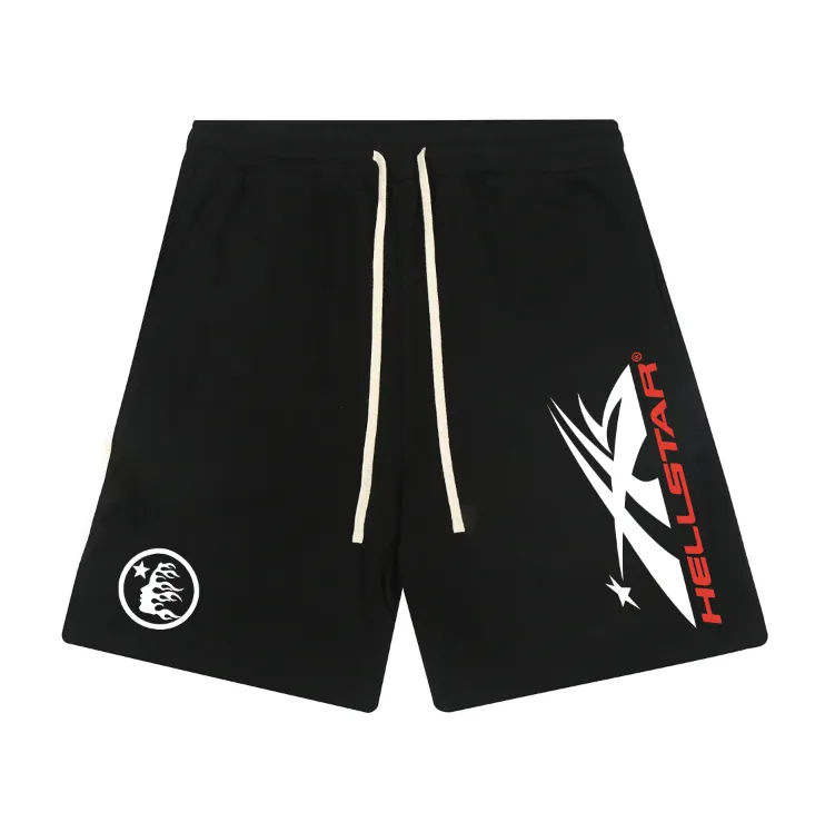 1108# P150 Hellstar pure cotton terry 350g printed casual shorts Color: black floral gray Size: S M L XL